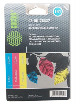 Заправочный набор Cactus CS-RK-CB337 цветной HP DeskJet D4263, D4363, D5360; OfficeJet J5783 (3*30ml) - фото 6530