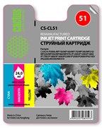 Струйный картридж Cactus CS-CL51 (CL-51) цветной для Canon Pixma iP2200, iP2400, iP6210, iP6210d, iP6220, iP6310, iP6310d, MP150 MultiPass, MP160 MultiPass, MP170 MultiPass, MP180, MP450 MultiPass, MP450x, MP460, MX300, MX310 (18 мл)